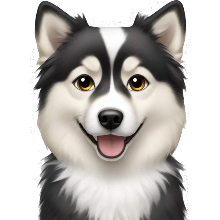 blonde girl with black and white pomsky  emoji