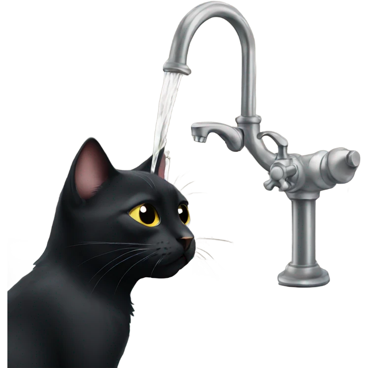 Black cat drinking from tap emoji