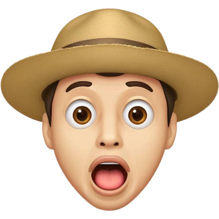 homme créole réunionnais  étonné  bouche ouverte avec chapeau emoji