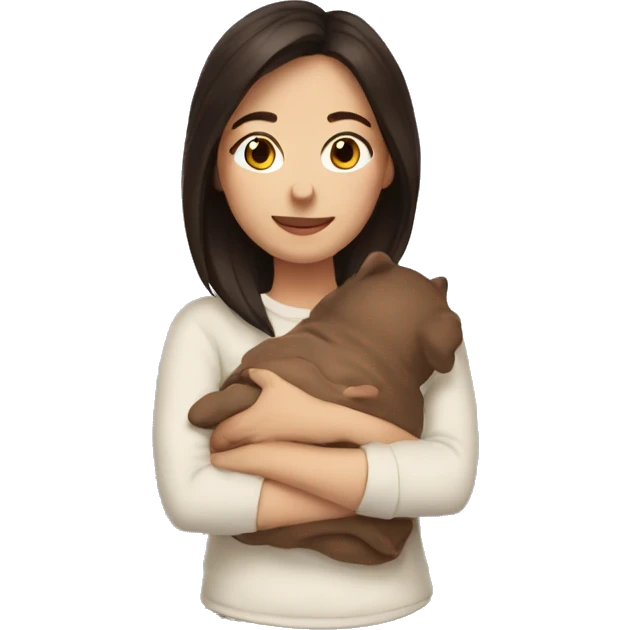 Brunette warm hug emoji