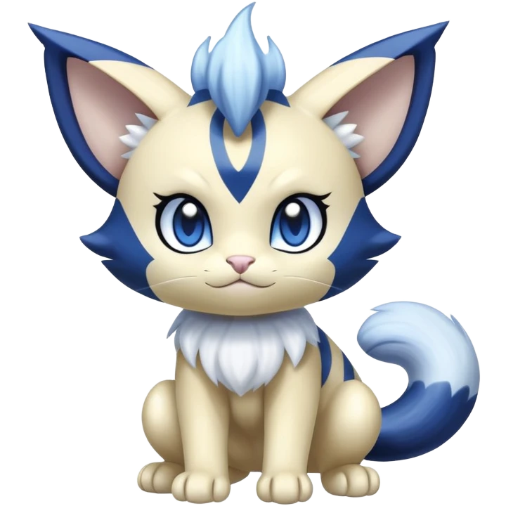 Shiny Cute Adorable Meowth-Luxio-Meowstic-Hybrid-Creature with pattern-markings emoji