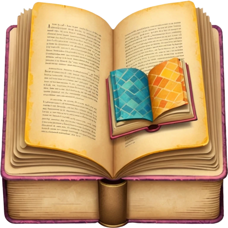 an open book with wallpaper samples. emoji