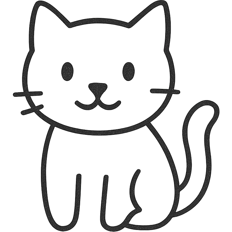 hand-drawn outlined icon of a cat, black outlines, no fill, no color emoji