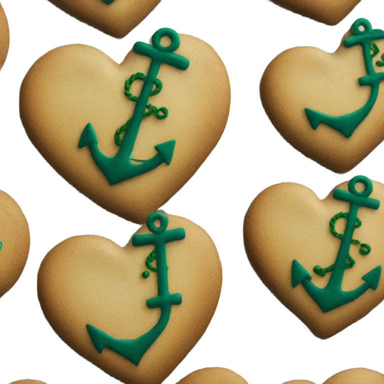 cookie heart with dark green anchor emoji