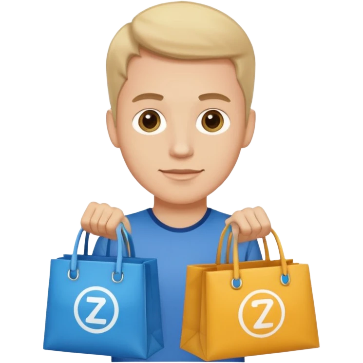 a white guy with branded bags emoji