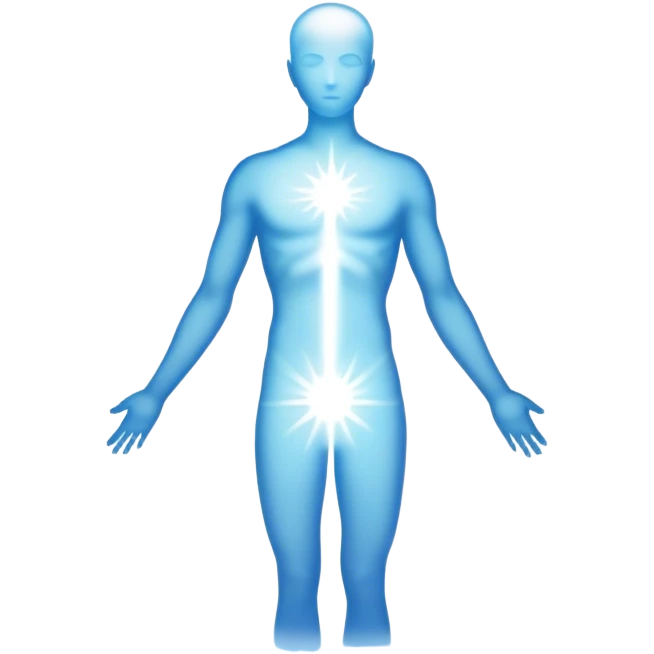 White strong spiritual aura emits from human silhouette  emoji