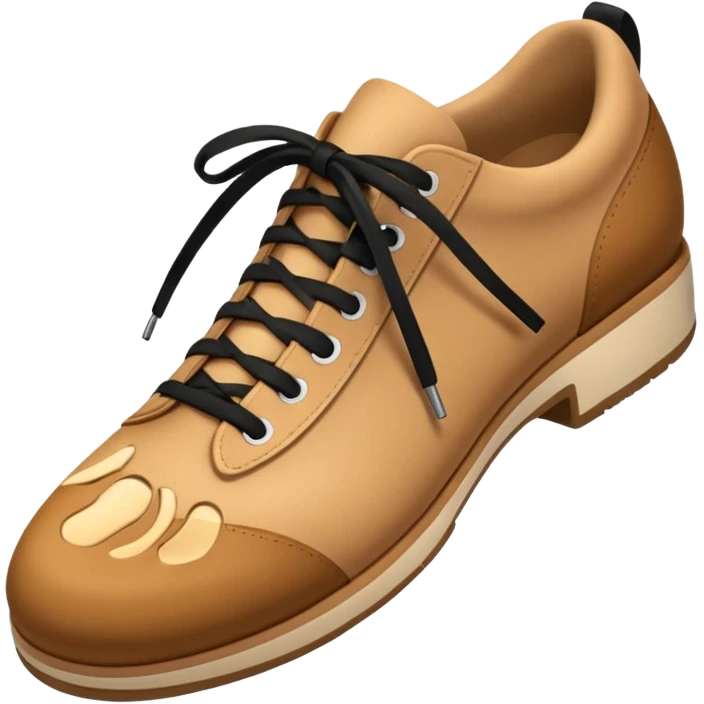 3D Apple-style emoji of a shoe with a foot inside, stepping and showing a clear shoe print below.







 emoji