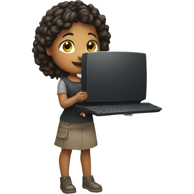 Artist girl holding computer emoji