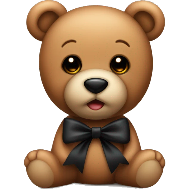 Cute brown teddy bear with black bow emoji
