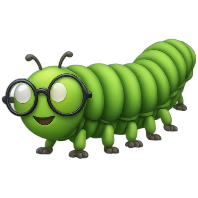 Full body Caterpillar with glasses emoji