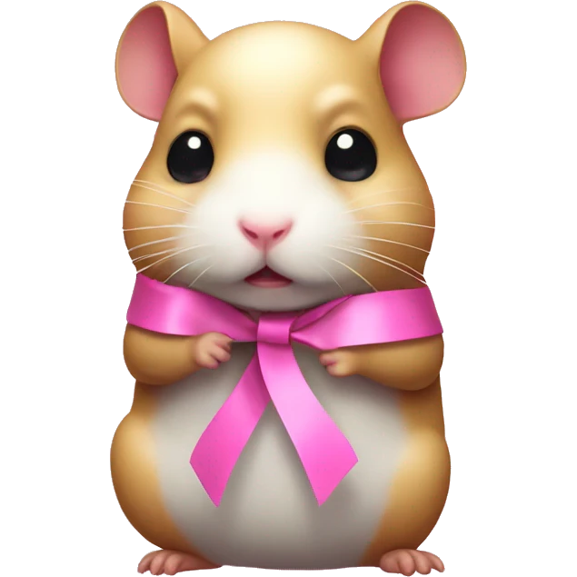 Sad hamster combat with pink ribbon  emoji