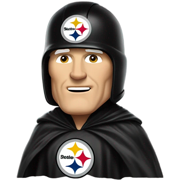 Terry Bradshaw Pittsburgh Steelers player in helmet and uniform with black cape. emoji