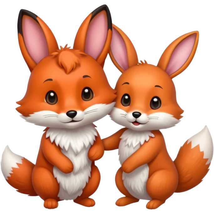 fox and rabbit cute emoji