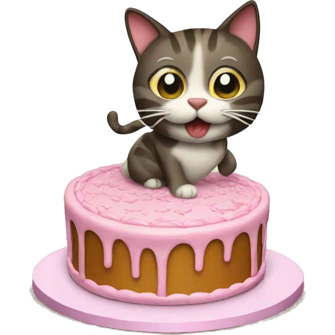 Cake with cat emoji