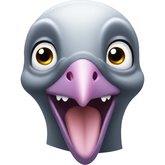 pigeon face with big toothy smile emoji
