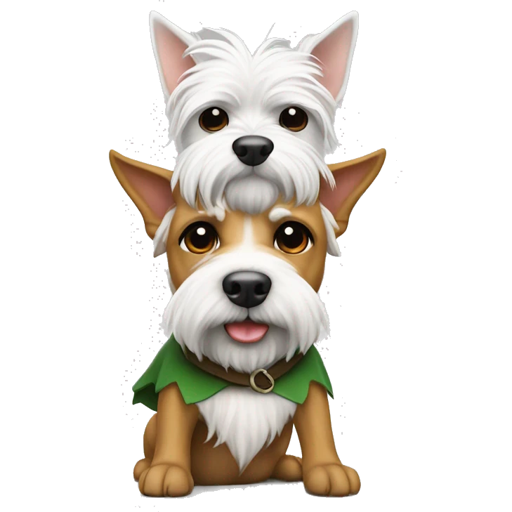 An elf sat on the back of white west highlander terrier emoji