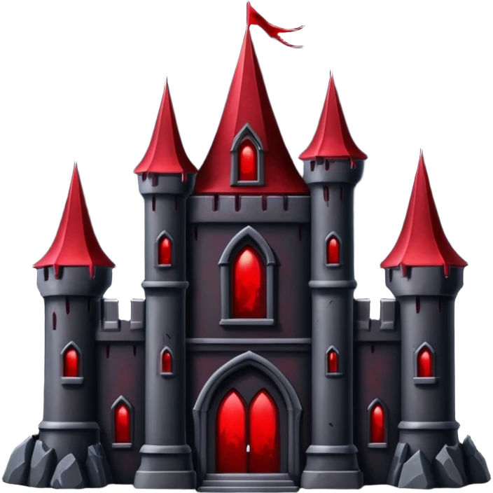 Dark Vampire Castle with the colors dark red and black, the castle should have dark red eys in the stones emoji