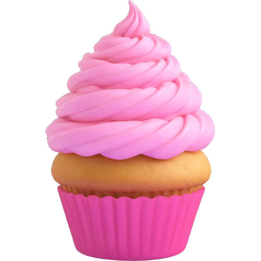 A cupcake with pink icing emoji