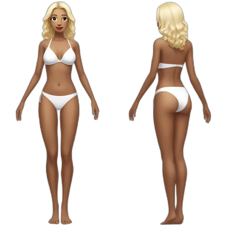 full body beauty-in-a-white-bikini both sides emoji