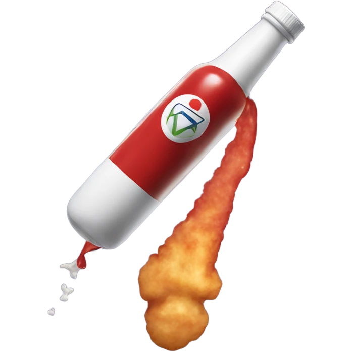 A ketchup bottle going into space emoji