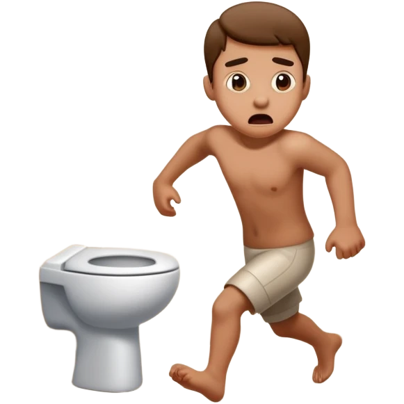 character rushing urgently to bathroom with panicked expression emoji