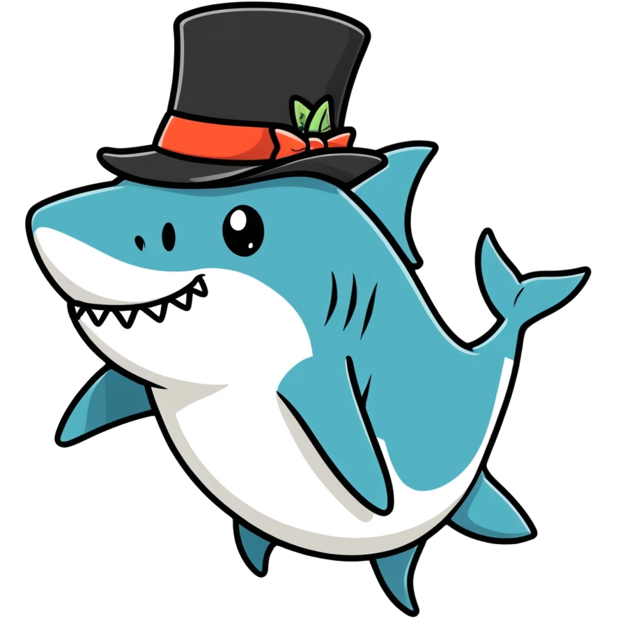 Shark with a top hat emoji