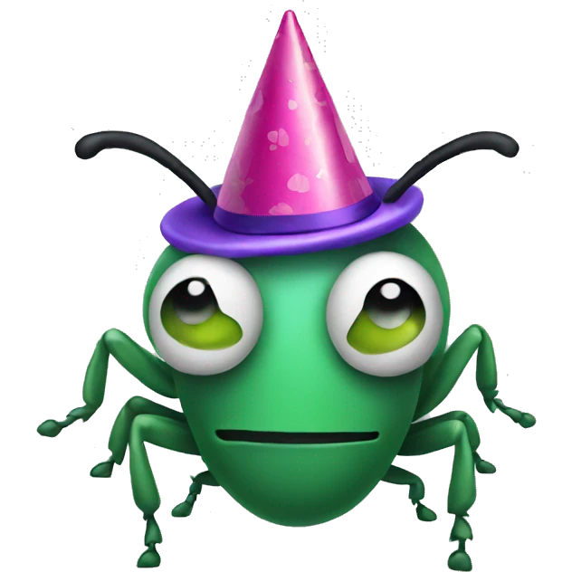 bug wearing a party hat emoji