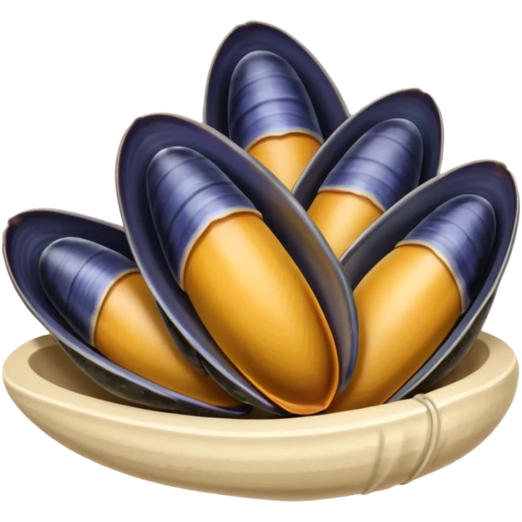 simple cartoon emoji of 3 open mussels emoji