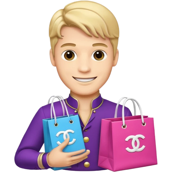 prince holding Chanel gift bags emoji