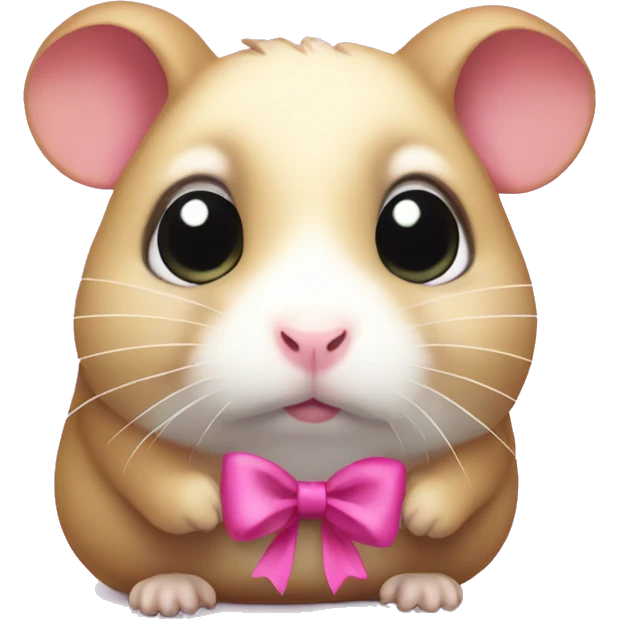 Hamster with big sad eyes and pink bow on top of head emoji