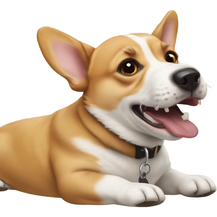 Corgi biting a pitbull emoji