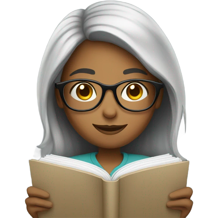 Girl with glasses reading and writing  emoji