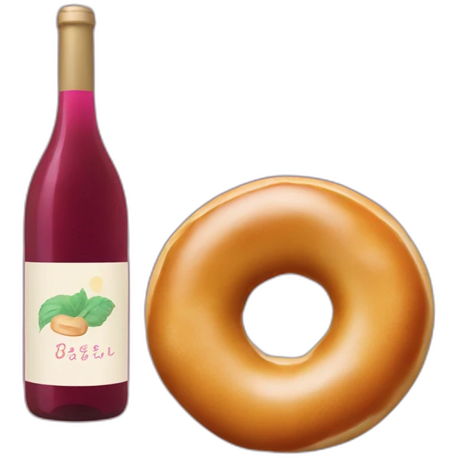 A bagel and a bottle of natural wine emoji