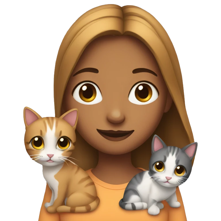 Girl with two cats emoji