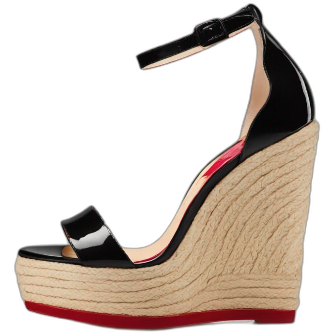 Platform wedges black louboutin sandal patent emoji