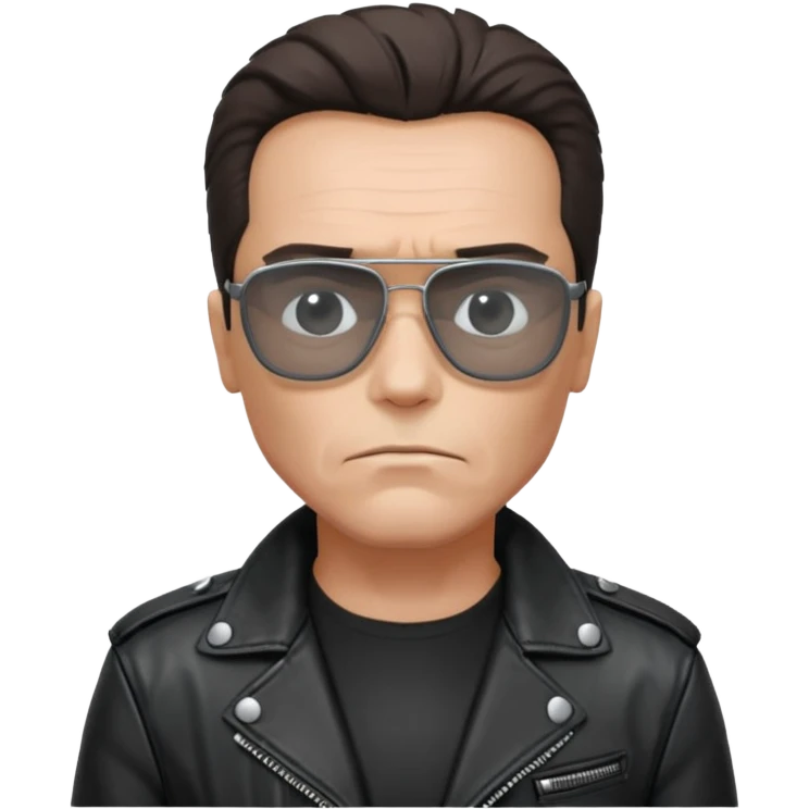 terminator shwartzneger looking only top in his black glasses and his black jacket emoji