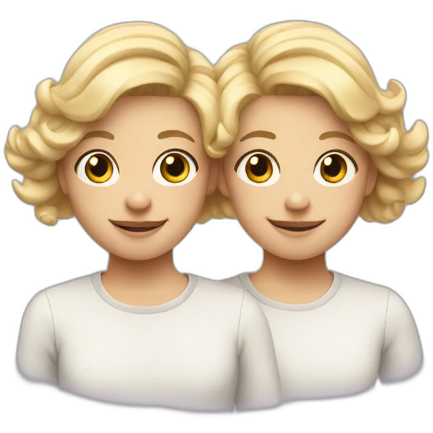 Twins with blonde cowlicks looking happy emoji