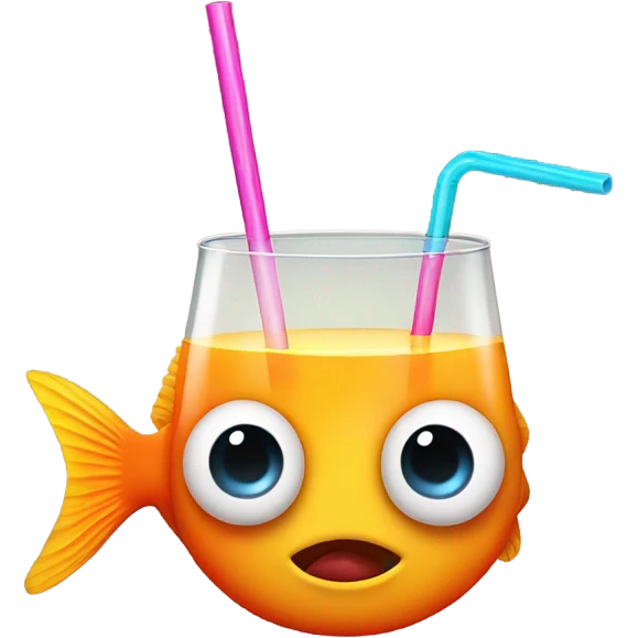 Fish drinking juice emoji