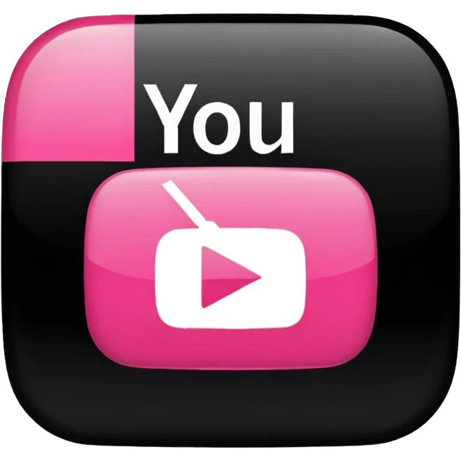 Realistic, black pink color, YouTube logo design emoji