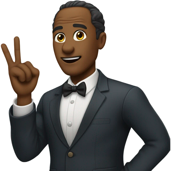 Amos newsome wearing a suit saying excuse me emoji