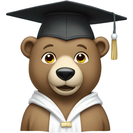 Graduating bear with white cap  emoji