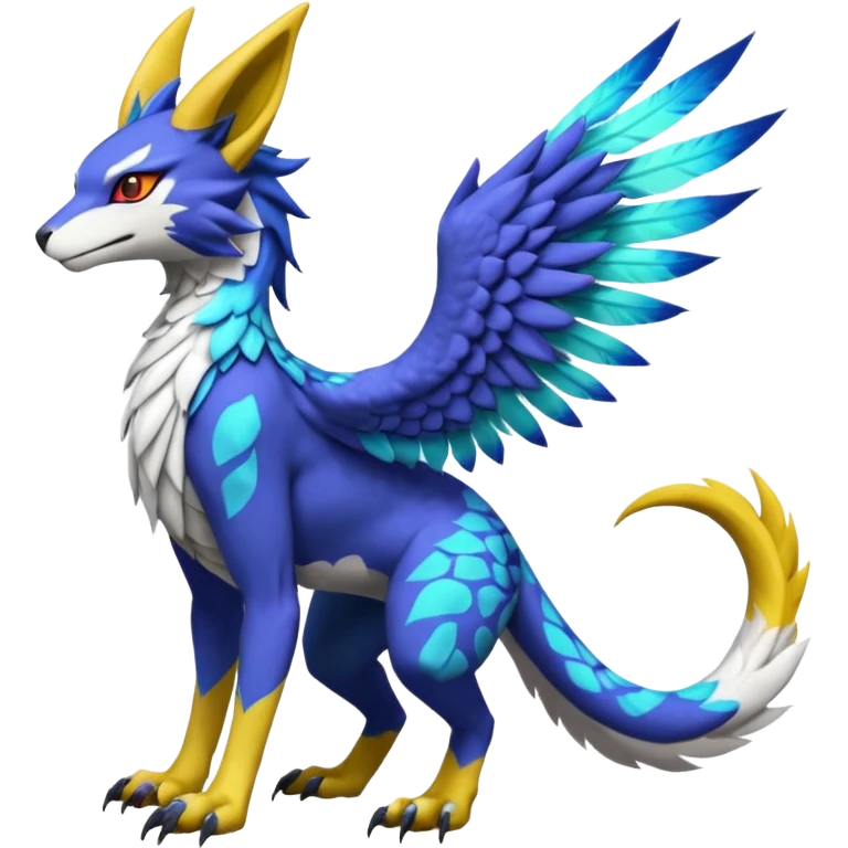 Alpha Renamon-Gryphon-Zeraora-Bastet-Koraidon-Latias-Vernid-Sergal-fusion-hybrid-creature emoji