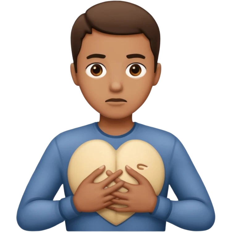 Person holding chest emoji