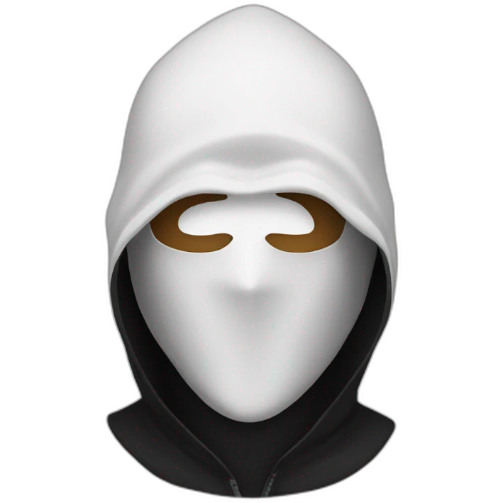 Guy White mask with black hood emoji