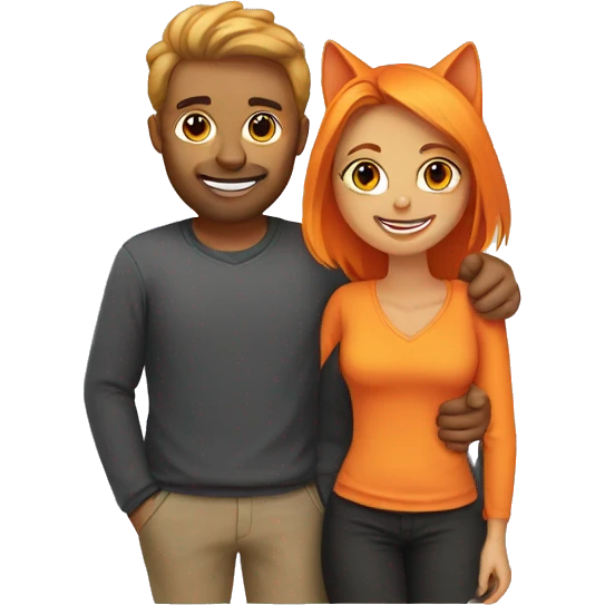 Couple with orange cat emoji