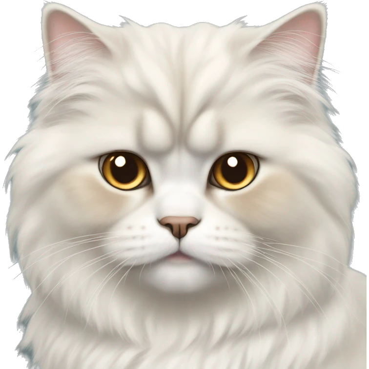A fluffy white Persian cat with brown eyes and very light pastel brown ears with a light pastel brown arc on her head emoji