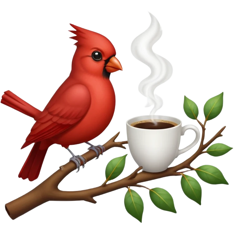 Cardinal with dove and a cup of coffee emoji