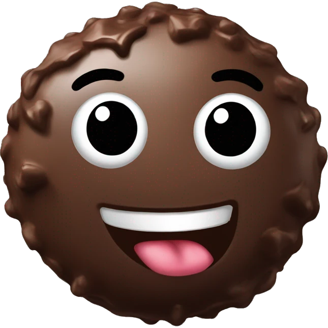 Create an animated chocolate truffle with expressive eyes, holding a notebook and ready to take an order! emoji