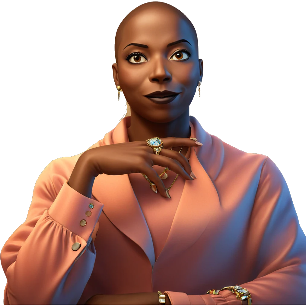 bald boy in stunning jewelry emoji