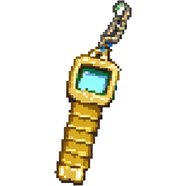gold whistle with a lanyard pixel art emoji